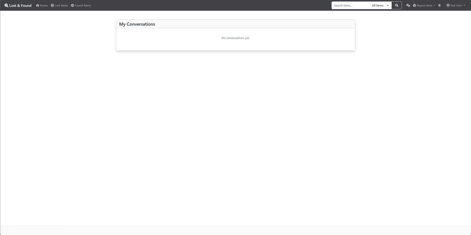 The My Conversations page, empty.